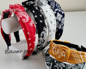 Bandana Knotted Headband, Twisted Knot Headband, Bandana Print, Bandana Pattern, Boho, Hair Band, Womens and Girls Headband, Hair Accessory