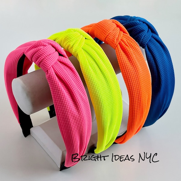 Neon Stretch Knit Top Knot Headband, Twisted Knot Headband, Electric Bright Headband, Boho, Hair Band, Women Girls Headband, Hair Accessory