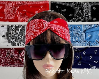 Bandana Stretch Turban Headband, Bandana Print, Turban Headwrap,    Bandana Pattern, Boho, Hair Band, Women Girls Headband, Hair Accessories
