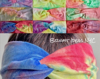 Tie Dye Stretch Turban Headband, Workout Headband, Yoga Headband, Boho, Extra Wide Scrunch, Turban Headwrap, Women and Girls Hair Accessory