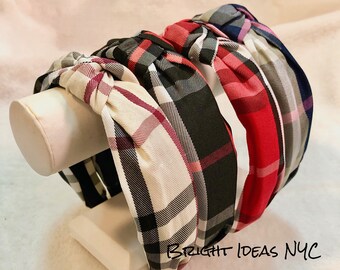 New Black Plaid Headband Hairband 1/"