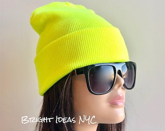 Neon green beanies deals