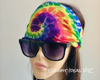 Tie Dye Extra Wide Scrunch Headband, Yoga Headband, Wide, Boho, Stretch Tube Headband, Bandana Headband, Running, Women Turban Headband