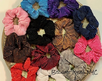 Coleteros plisados brillantes, elegantes coleteros elásticos, gomas para el pelo, accesorios para coletas y bandas elásticas, accesorios para el pelo para mujeres y niñas.