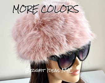 Fluffy Fuzzy Luxury Faux Fur Vegan Hat, Russian Style Fur Hat, Quilted Lining, High Quality, Warm Cozy Winter Bucket Hat, Fashion Fur Hat