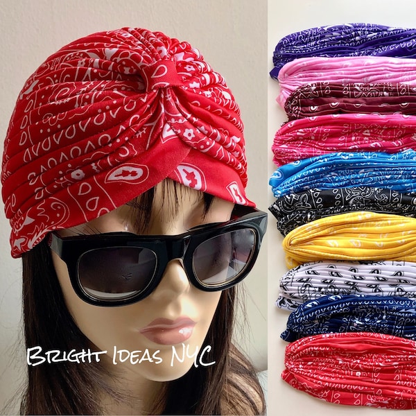 Bandana Pleated Stretch Turban Headwrap, Classic Turban, Hair Cover, Turban Head Wrap, Turban Hat, Hair Scarf, Fashion Turban Hair Accessory