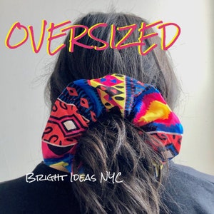Bright Urban Print OVERSIZED Scrunchies for Thick Hair, XL Scrunchies, Jumbo Scrunchies, Hair Band, Ponytail Holder, Women Hair Accessory