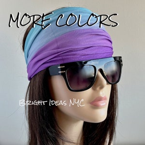 Gradient Ombre Extra Wide Scrunch Headband, Yoga Headband, Wide, Boho, Stretch Tube Headband, Fitness, Running, Turban Headband, Hair Band