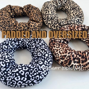 Leopard/Cheetah Padded OVERSIZED Scrunchies, XL Scrunchies, Animal Print Jumbo Scrunchies, Boho, Hair Band, Ponytail Holder Hair Accessories