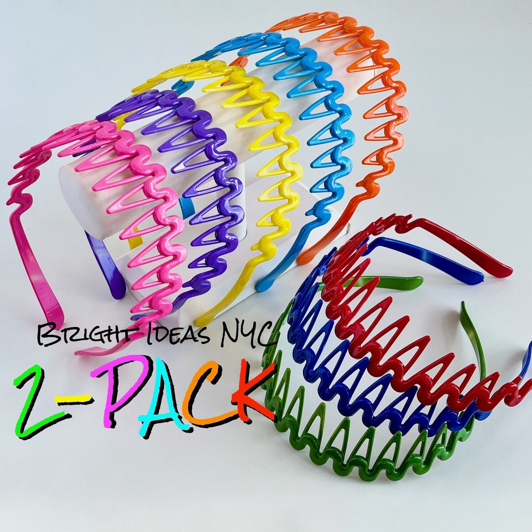 2 Pack Glossy Zig Zag Plastic Comb Headband, Hair Comb Headband