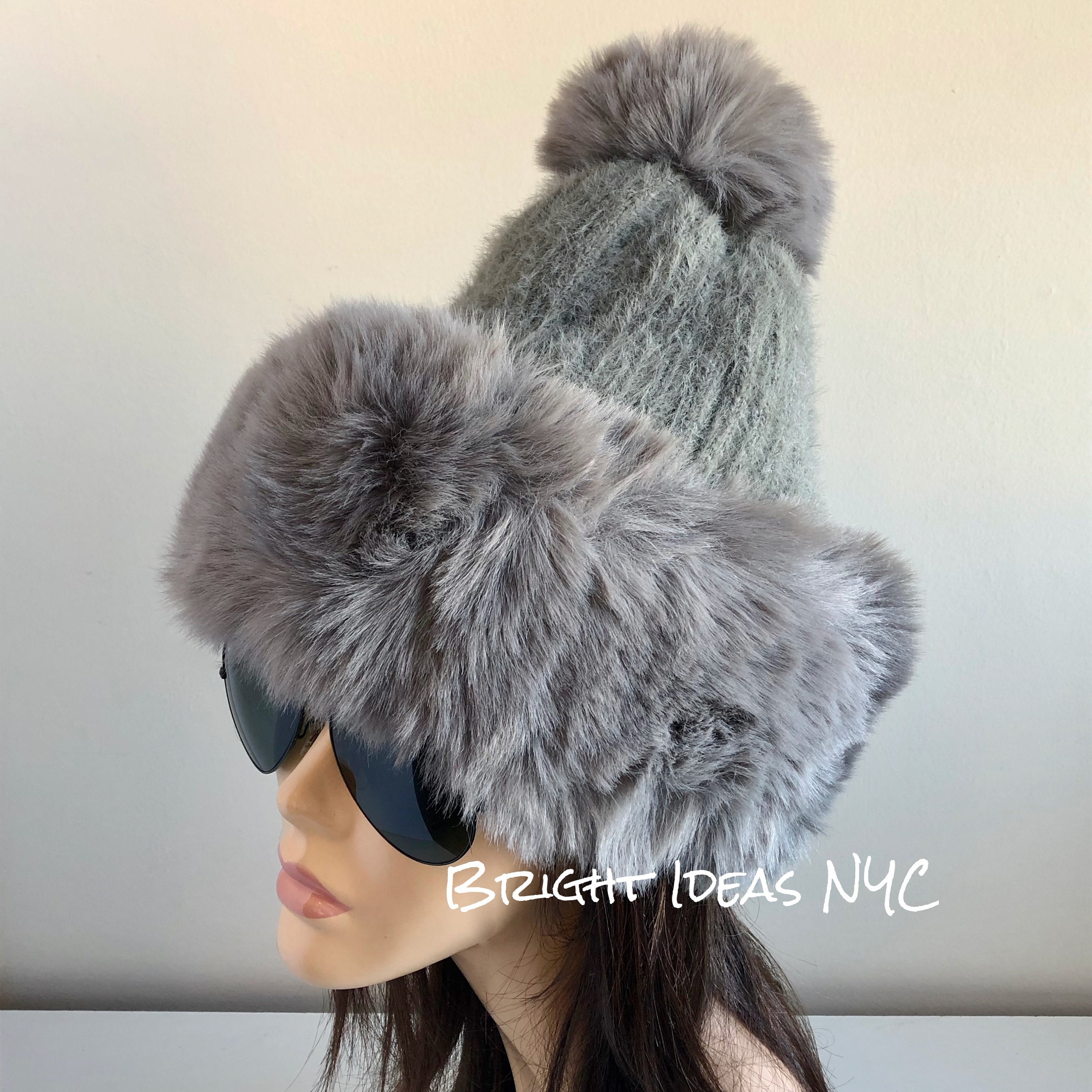 Luxe Vegan Fur Fall Winter Hat Luxury Faux Fur Vegan Bucket Hat, Chunky, Vegan Fur, High  main image 3