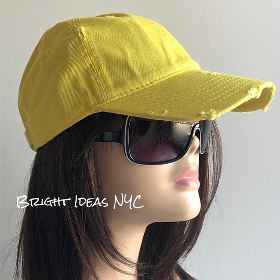 Distressed Neon Yellow Baseball Cap 100 