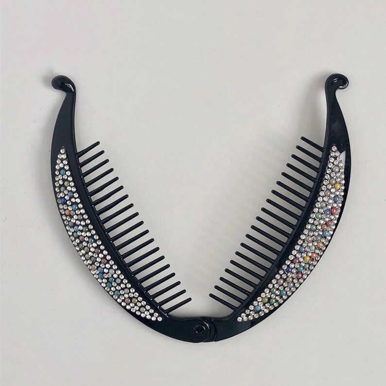 Crystal Studded Banana Clips 5.5 Hair Comb Barrette Etsy