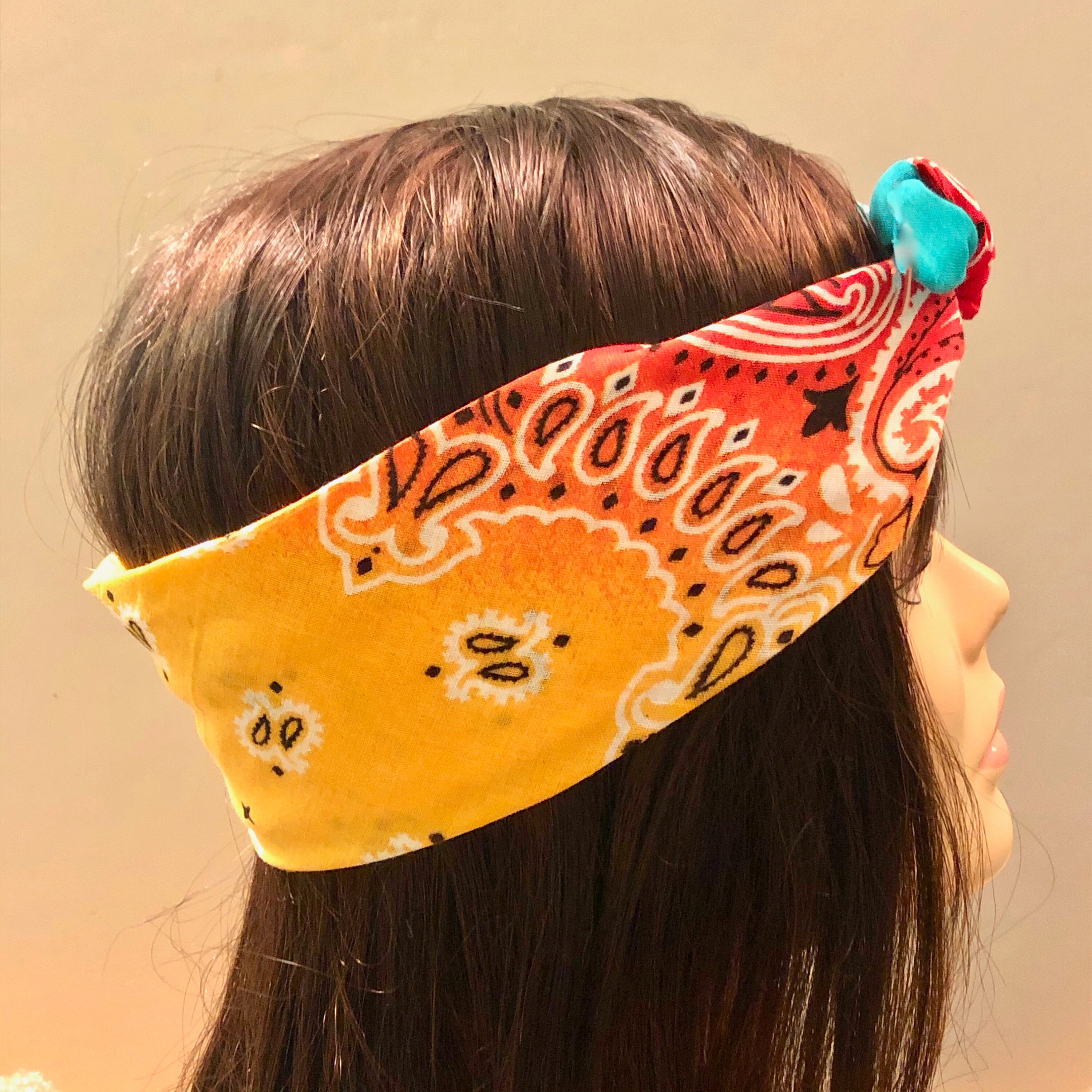 Tie Dye Bandana Bow Headband Head Tie Scarf Paisley Bandana - Etsy