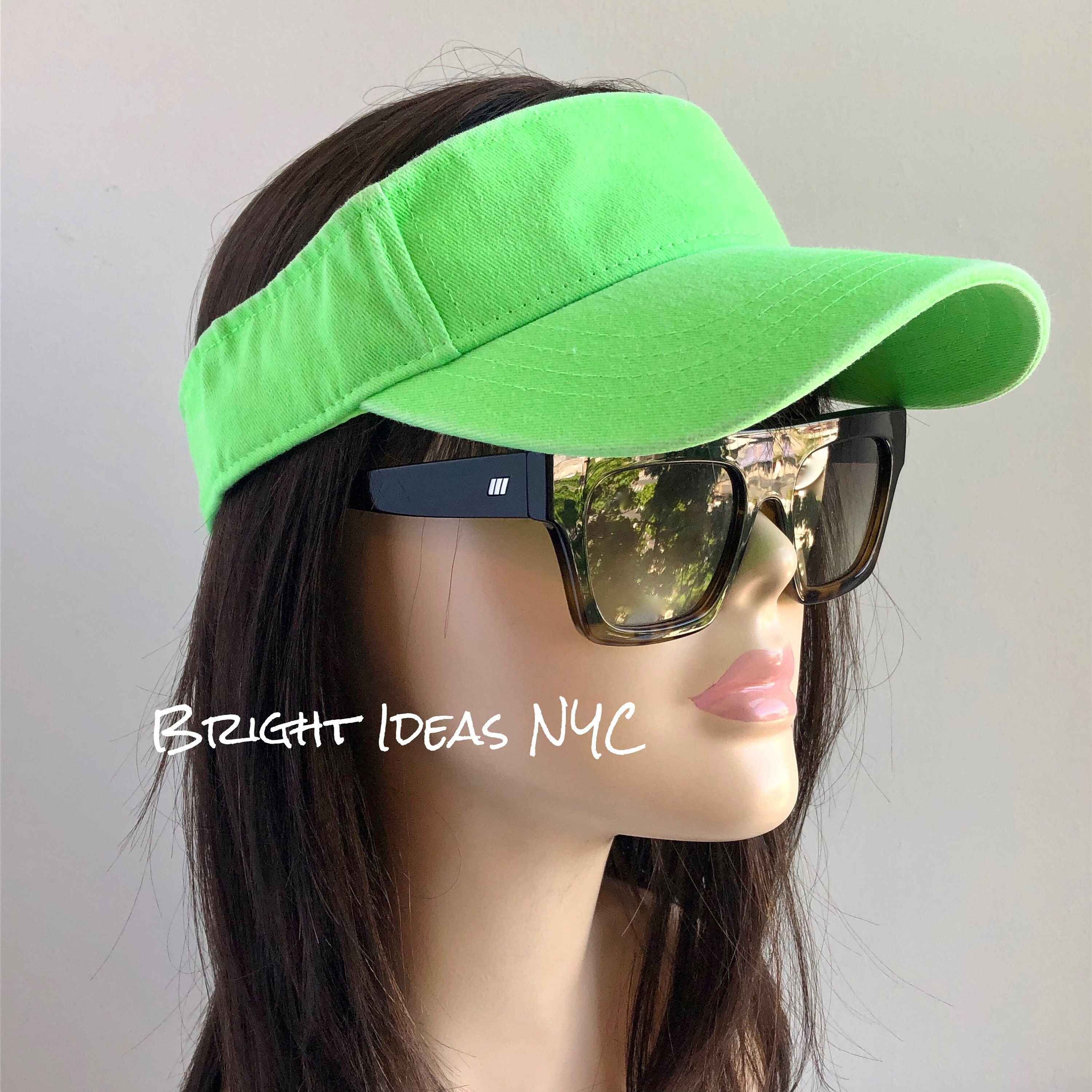 Neon Green Sun Visor, Adjustable Visor Cap, 100% Cotton, Sports Visor Hat, Mom Hat Dad Cap, Electric Bright Sun Visor, Fashion Visor Cap