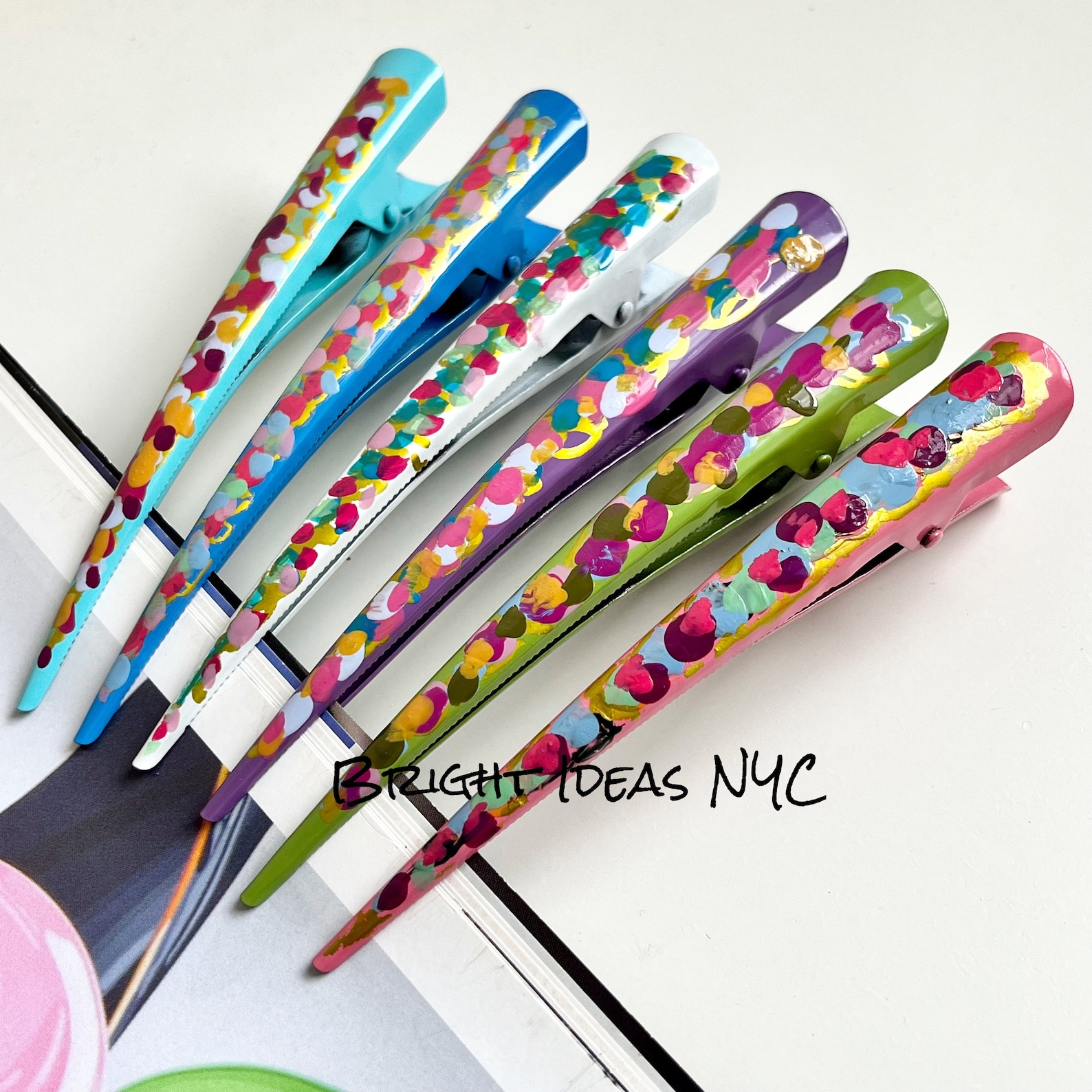 Painted Clips Hand Painted Long Alligator Clip, Custom Hair Clip, Hair Comb Barrette ...