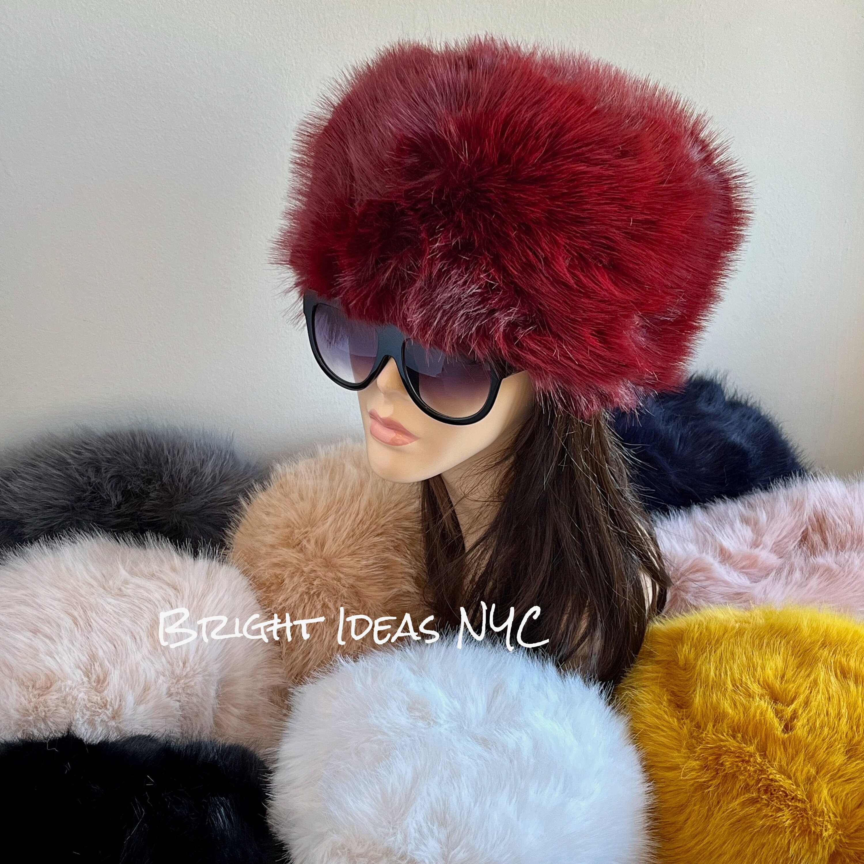 Fluffy Fuzzy Luxury Faux Fur Vegan Hat, Russian Style Fur  display picture 1