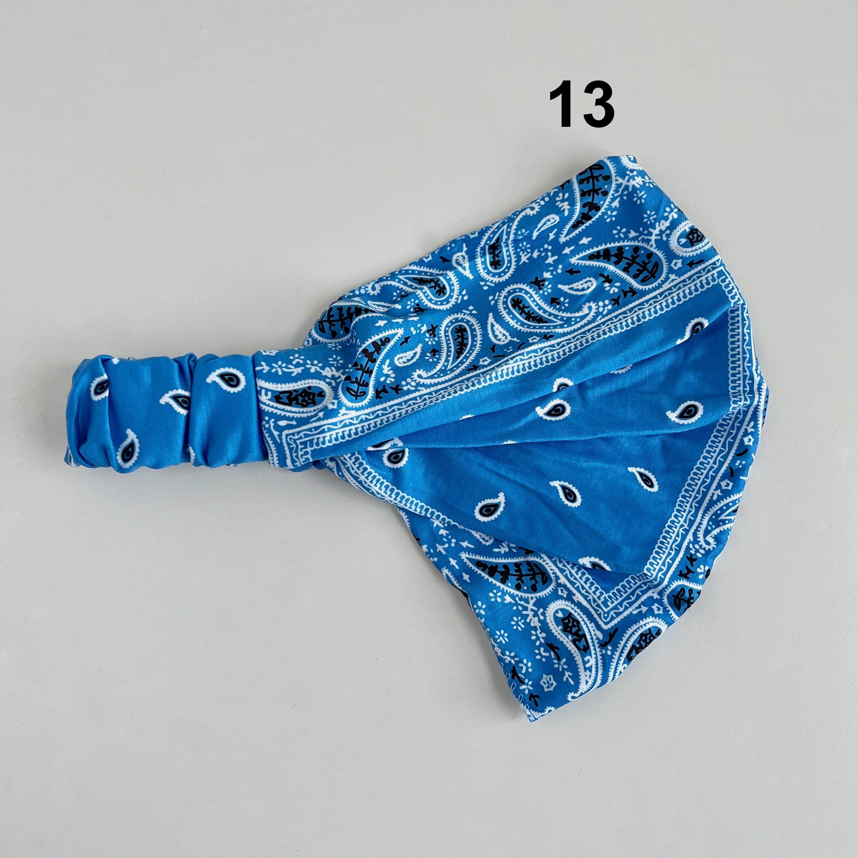 Extra Wide Bandana Knit Scrunch Headband, Paisley Bandana Print ...
