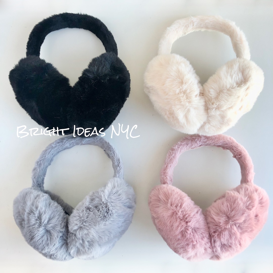 Luxury Faux Fur Vegan Ear Muffs, Foldable Ear Muffs, Chunky, Vegan Fur