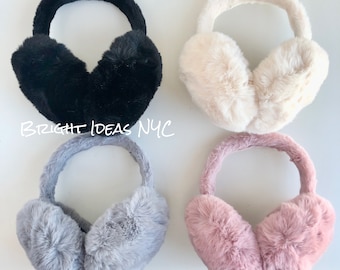 Luxury Faux Fur Vegan Ear Muffs, Foldable Ear Muffs, Chunky, Vegan Fur, High Quality Soft Warm Cozy Winter Ear Warmers, Fashion Ear Muffs