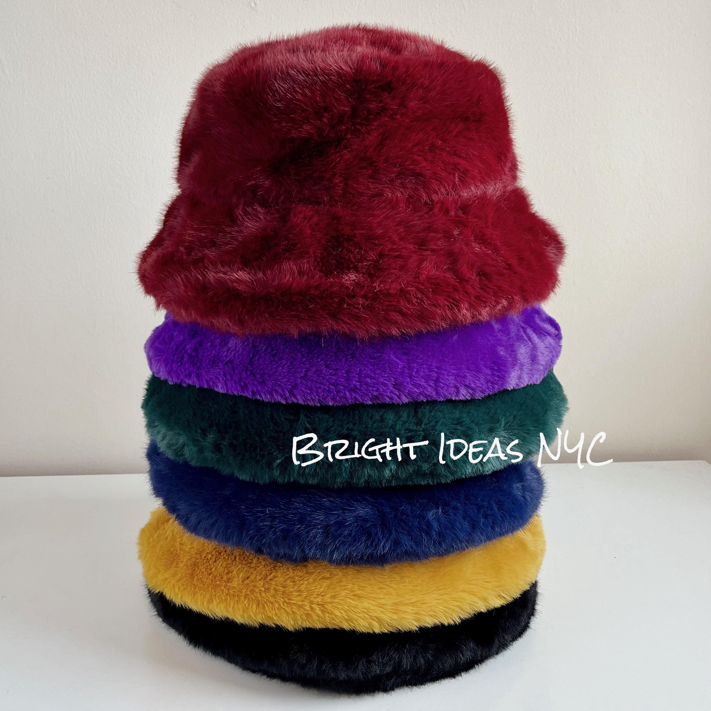 Luxury Faux Fur Vegan Bucket Hat, Chunky, Vegan Fur, High 