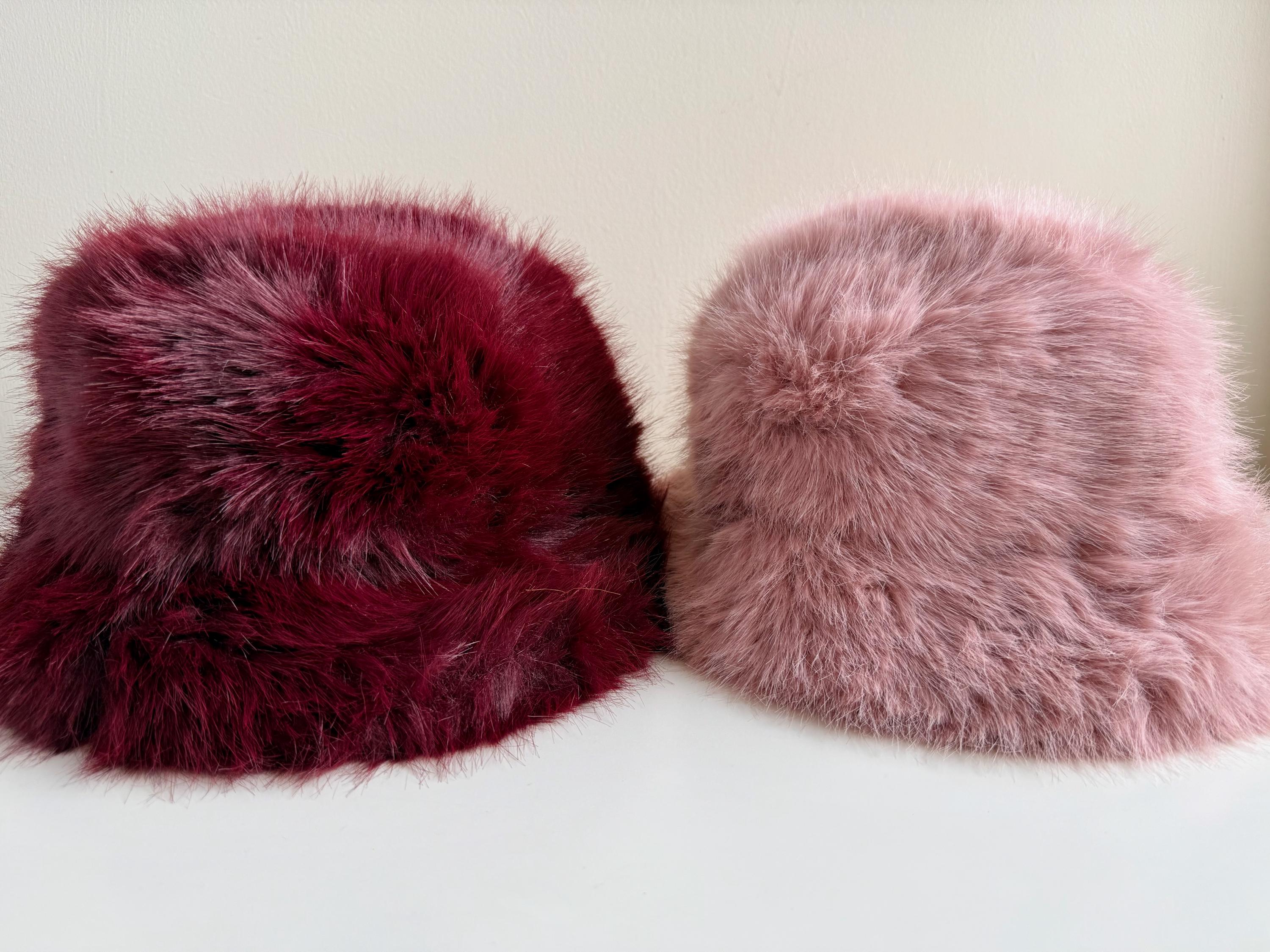 Fluffy Fuzzy Luxury Faux Fur Vegan Bucket Hat, Bright Color  display picture 1