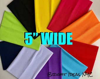 Extra Wide Solid Stretch Headband, 5" Wide, Yoga Headband, Boho, Stretch Tube Headband, Women and Mens Headband, Running, Turban Headband