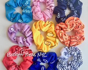 Bandana Print Hair Scrunchies, Hair Scrunchie, Bandana Hair Ties, Hair Elastic, Hair Accessories