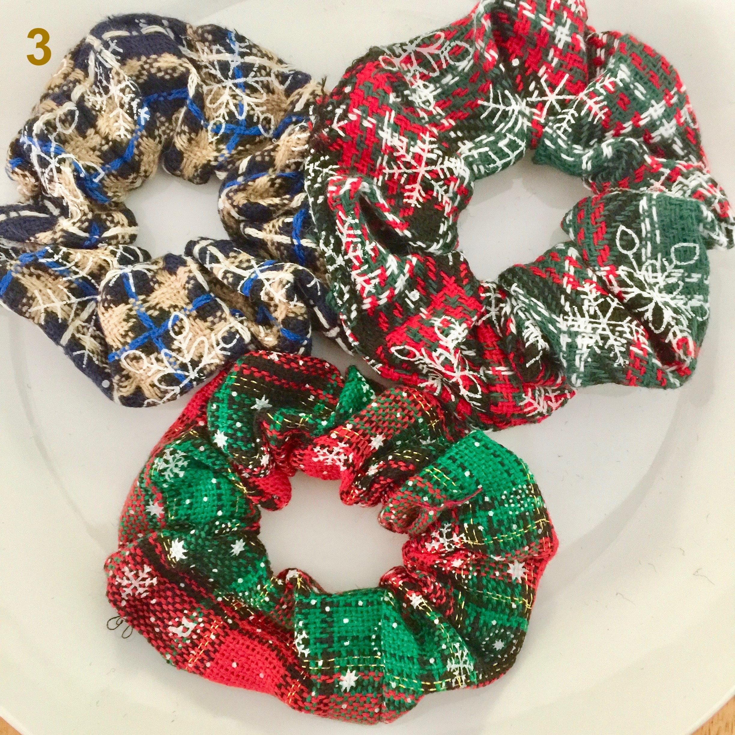 3Pack Christmas Scrunchies Winter Scrunchies for Christmas Etsy