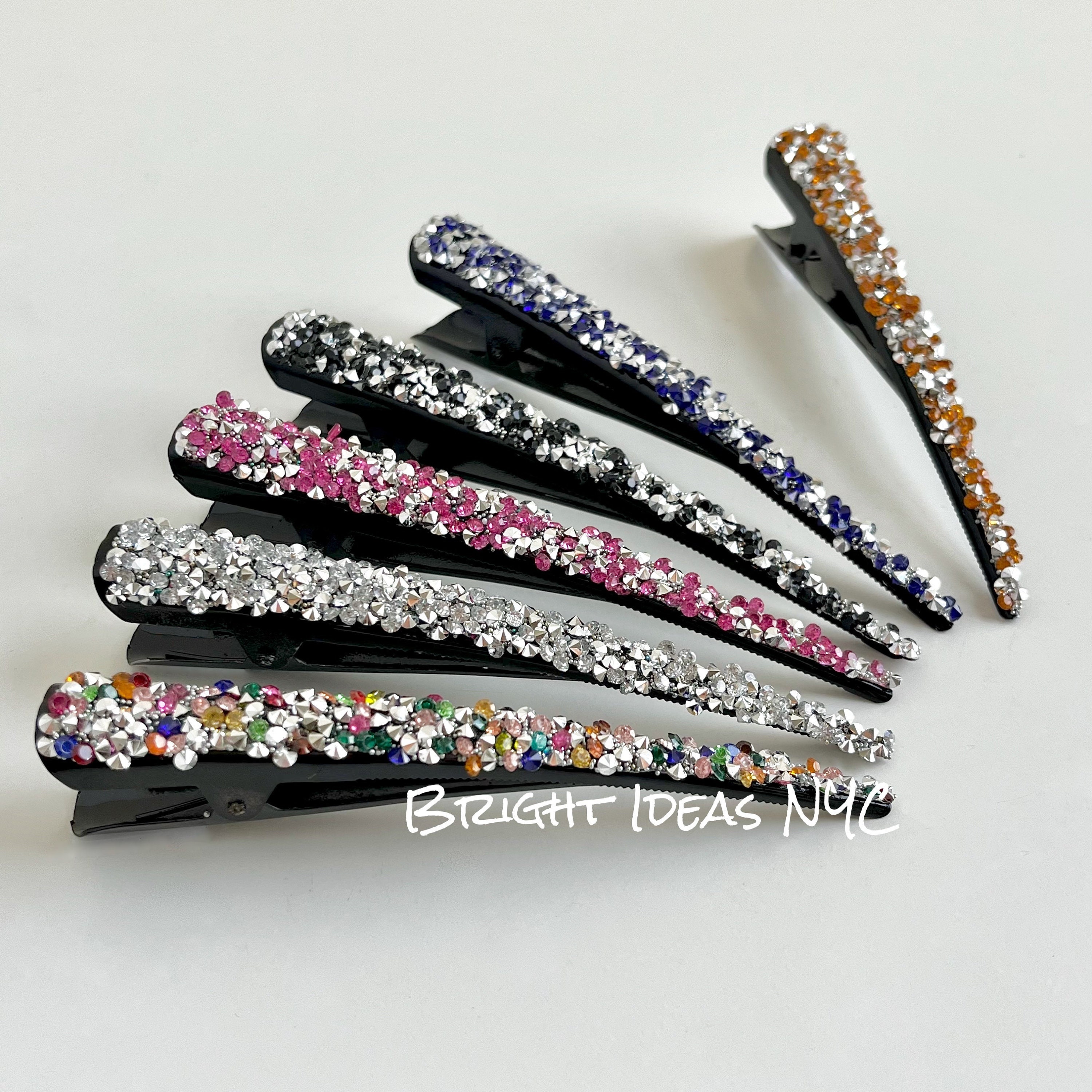 Purple crystal rhinestone vintage banana hair clip unicorn horn vintage nOS WLLHYF Vintage Rhinestone Flower Hair Clip - Luxury Jewelry  main image 3