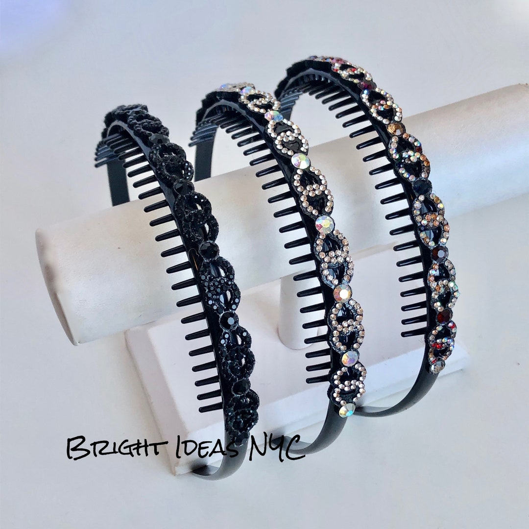 Crystal Comb Headband, Hair Comb Headband, Plastic Teeth Headband