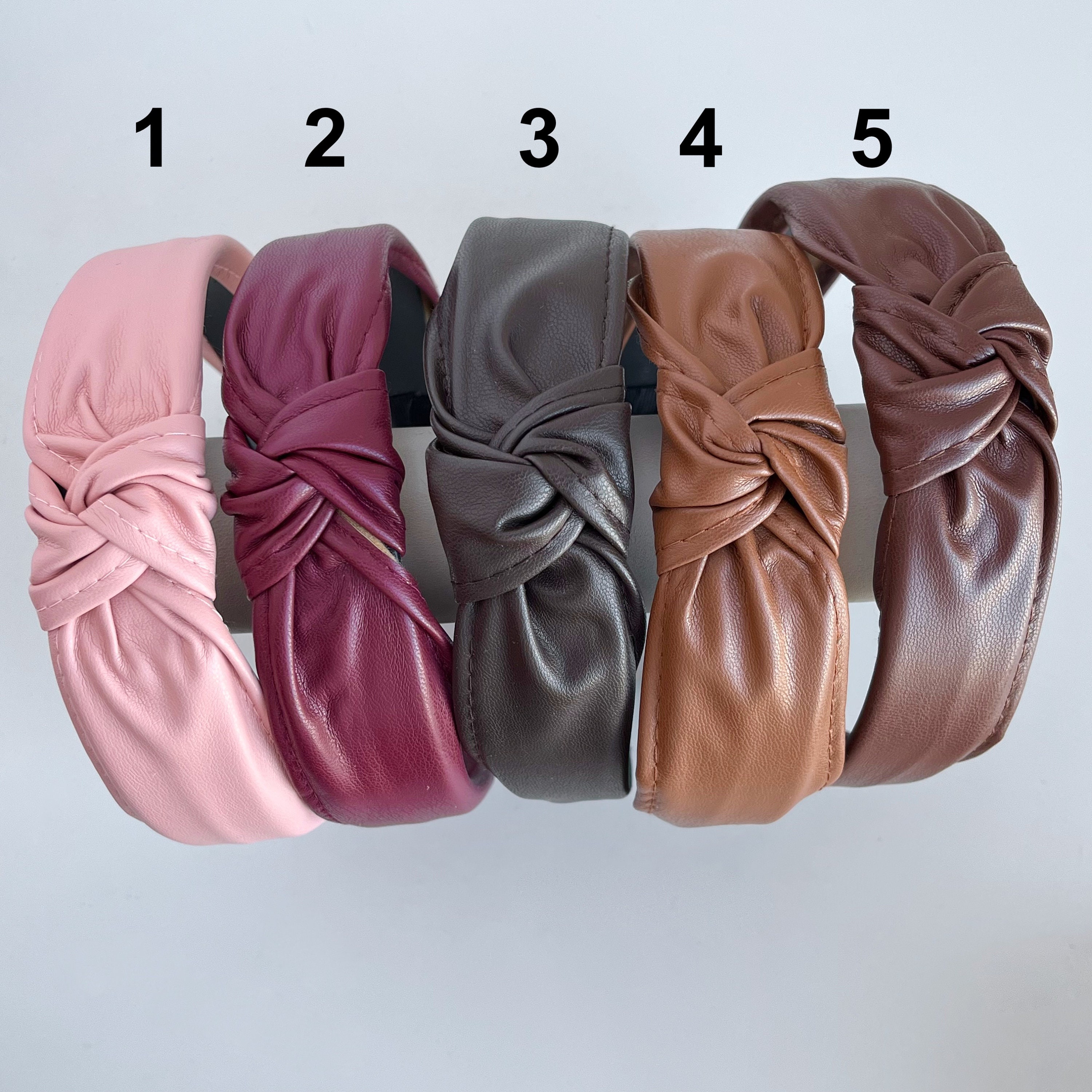 Luxe Vegan Leather Chain Knot Headband Quinn Faux Leather Headband (Black) – Nova Lee Boutique main image 2