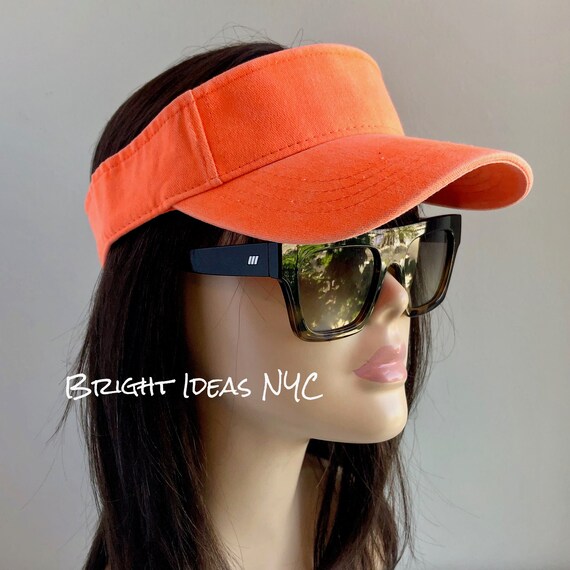 Neon Orange Sun Visor, Adjustable Visor Cap, 100% Cotton, Sports Visor Hat, Mom Hat Dad Cap, Electric Bright Sun Visor, Fashion Visor Cap
