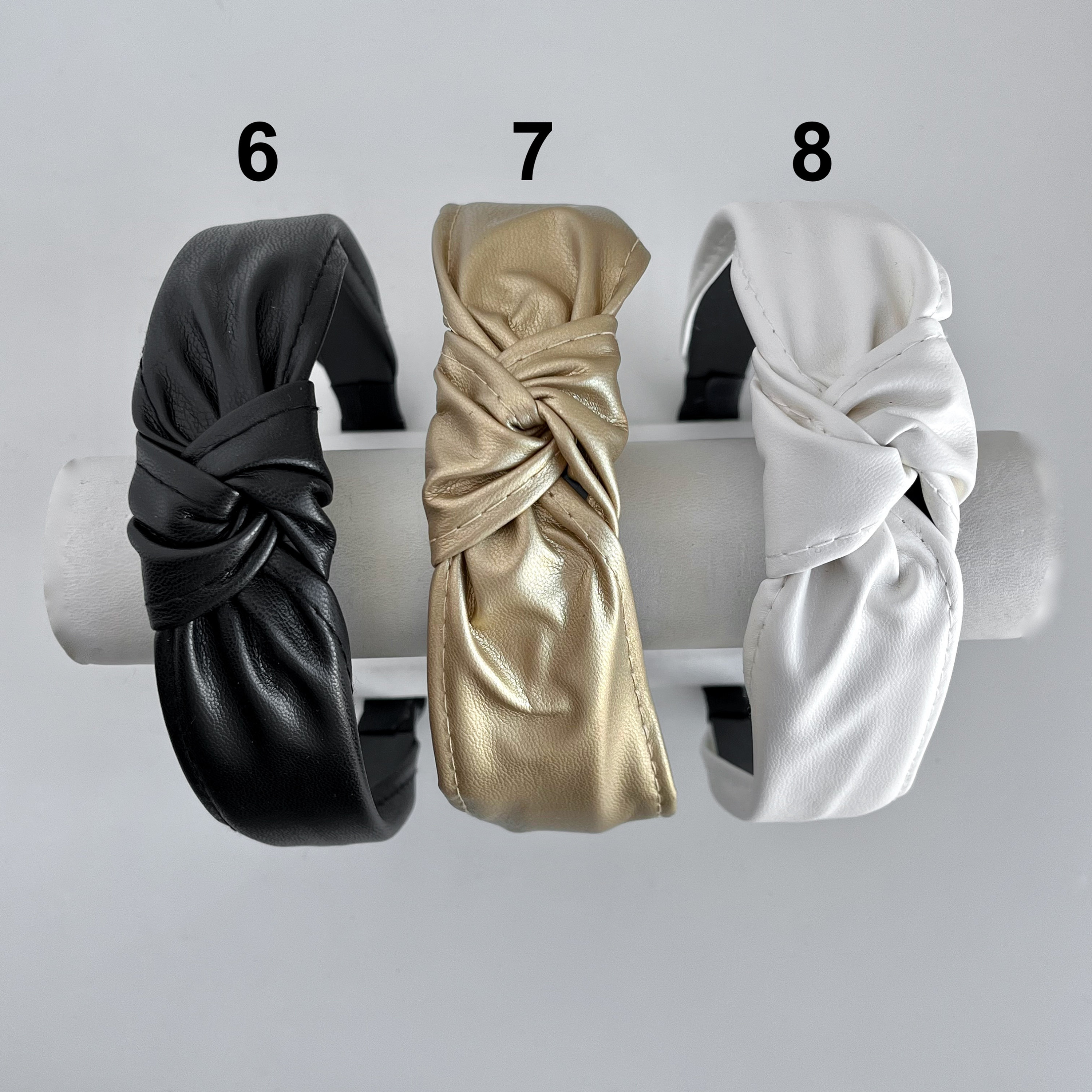 Luxe Vegan Leather Chain Knot Headband Quinn Faux Leather Headband (Black) – Nova Lee Boutique main image 4
