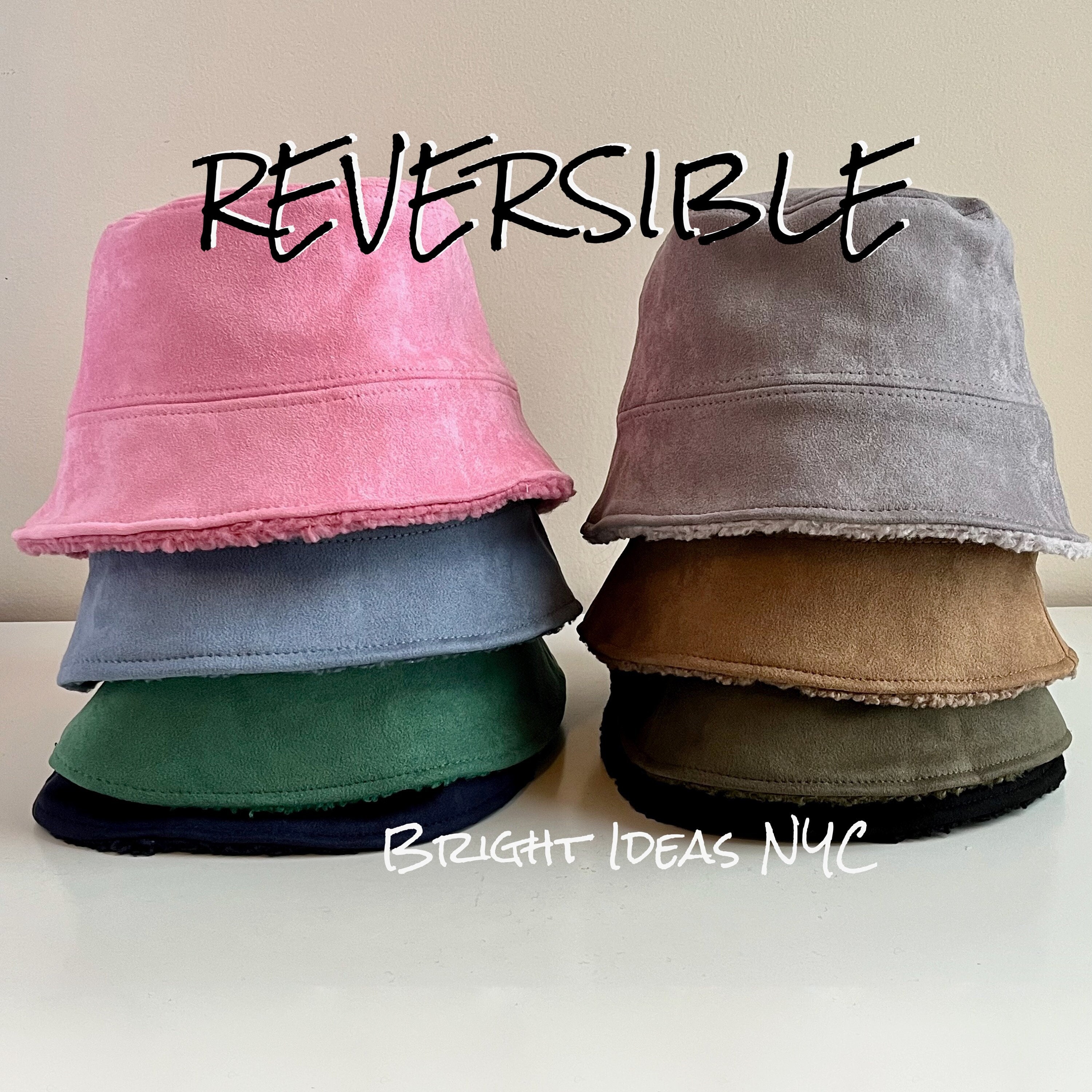Solid Vegan Suede Plush Bucket Hat Ryan Suede + Sherpa Reversible Bucket Hat – Cuffs main image 4