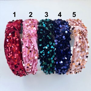 Purple & Gold Sequin Stripe Knot Headband main image 0