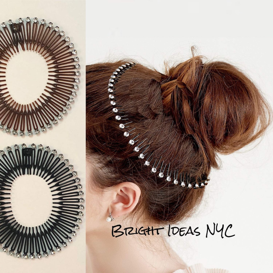 Zig Zag Hair Band, Crystal Studded Circular Stretch Hair Comb, Flexible