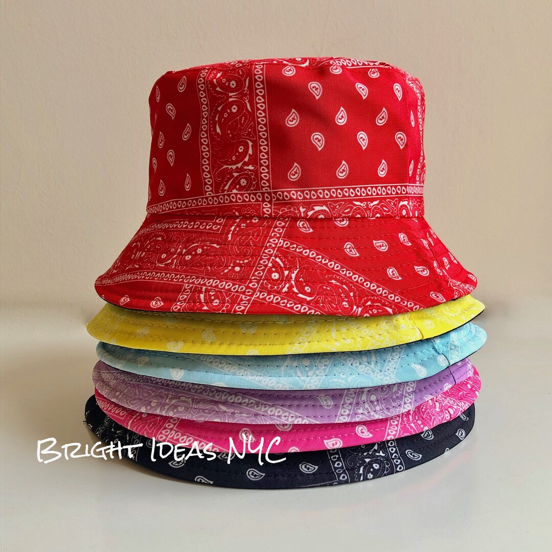 Bandana Bucket Hat, Reversible Bucket Hat, Bandana Color Bucket Hat