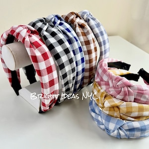 Gingham Check Top Knot Headband, Buffalo Plaid, Bandana Headband, Lumberjack Plaid, Picnic Plaid, Twisted Knot Headband, Hair Accessory