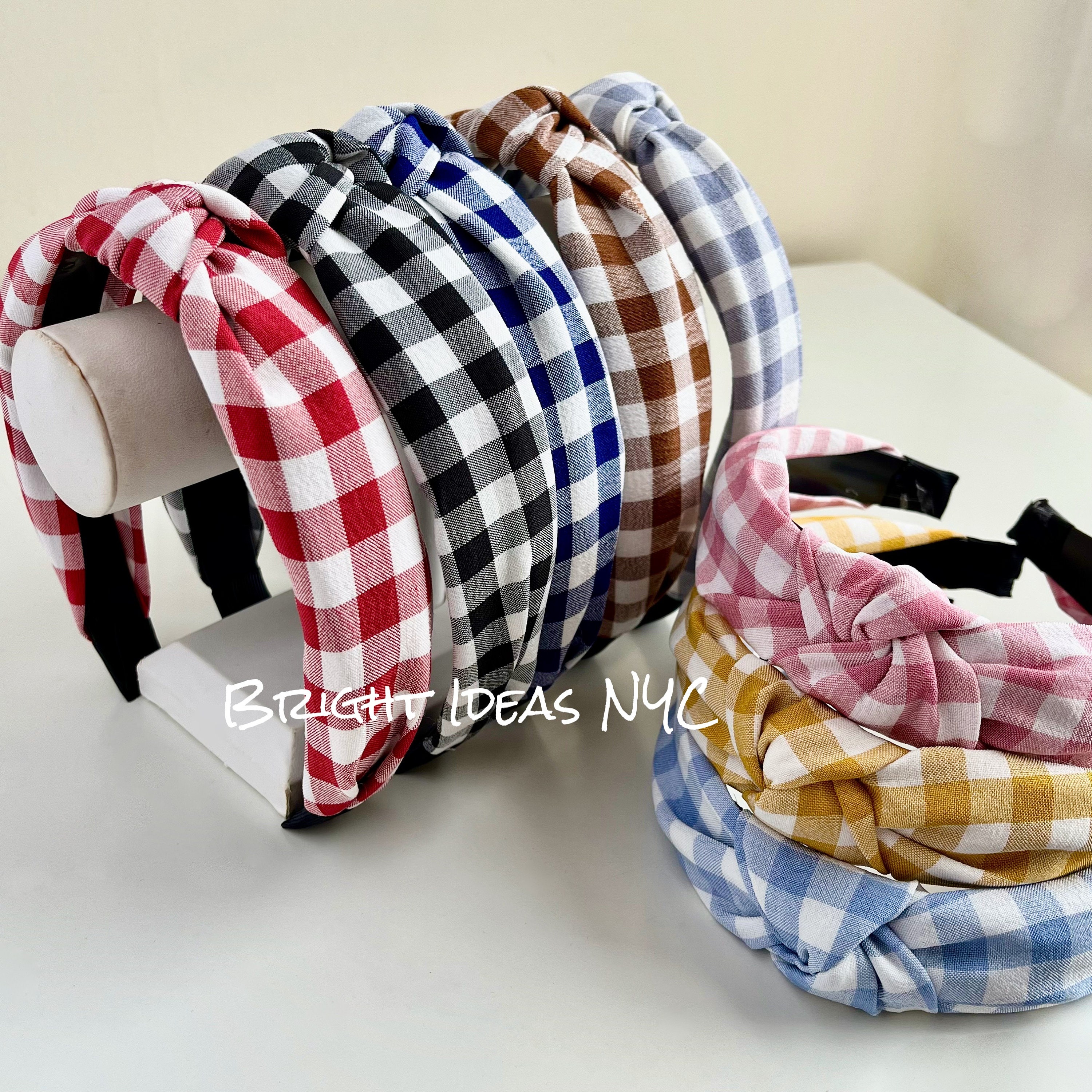 Gingham Check Top Knot Headband, Buffalo Plaid, Bandana