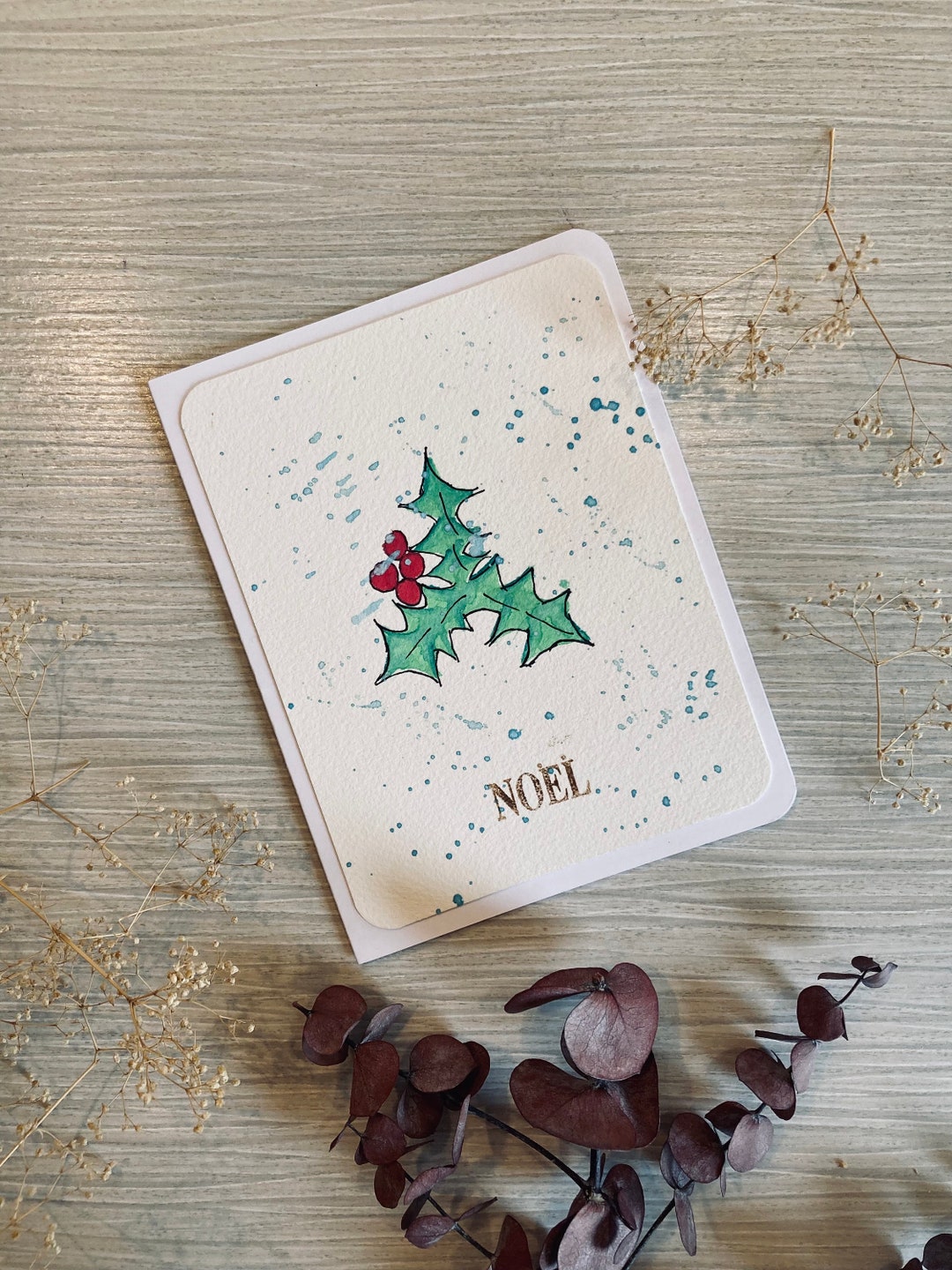 Carte De Noël Peinte à L'aquarelle / Hand Made Christmas - Etsy
