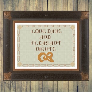 Long Days and Pleasant Nights Mid-World Greeting Fan Art PDF Cross Stitch Pattern