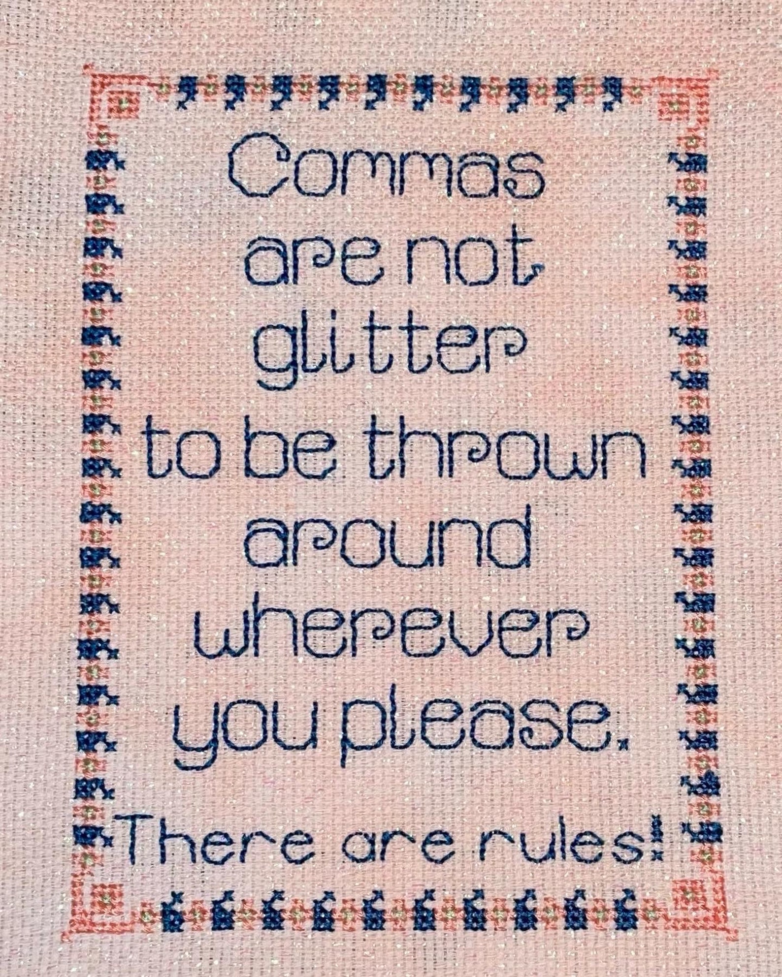 Commas Are Not Glitter PDF Cross Stitch Pattern Teacher Literature ...