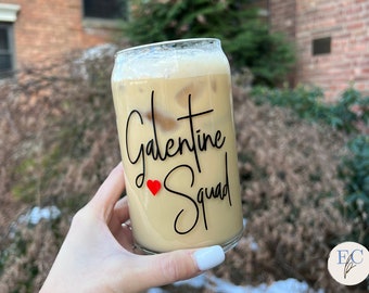 Galentine Squad Iced Coffee Glass, Galentines day gifts, Galentine Squad Coffee, Galentine's Day gift for friends, Valentine Cocktail Glass