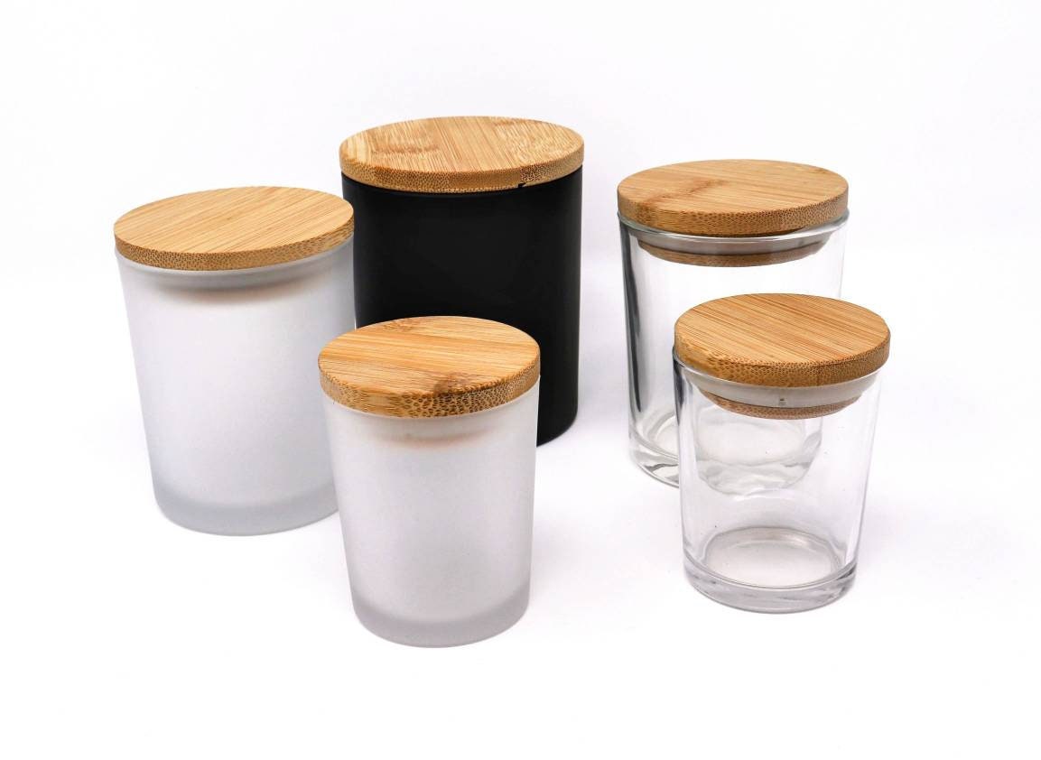 Scented Frosted Glass Jar With Bamboo Lid Perfect For Home DIY Candle Jars  With Lids Making And Empty Containers From Goodhopes, $1.87