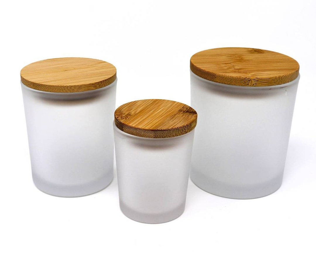 5 Pcs Frosted Candle Jars With Bamboo Lid 100g 3 Oz, 200 Ml 6 Oz, 315