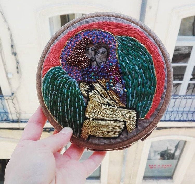 Tableau Rond Brodé Personnalisé