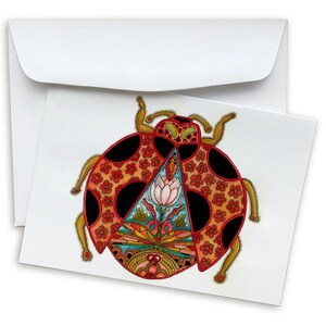 Ladybug Note Card, Original Art Greeting Card, Blank Inside, Just Because Card, Nature & Animal Inspired