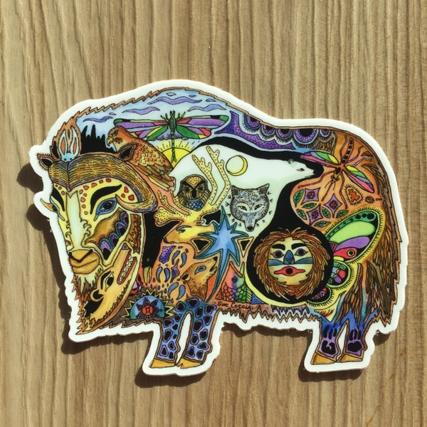 Musk Ox Sticker, Colorful Animal Decal, Original Mosaic Art, Nature Lover Gift, Wildlife Sticker