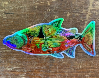 Chinook Salmon Holographic Sticker